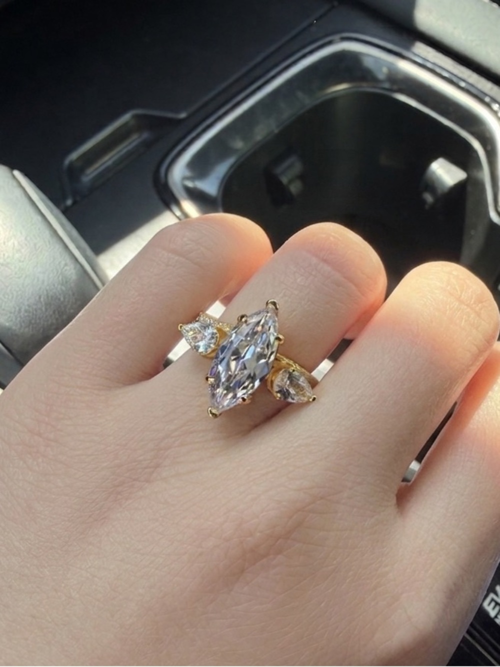 18K Gold Filled‎ Marquise Cut CZ 4CT Engagement Ring with Matching Band Ring Set